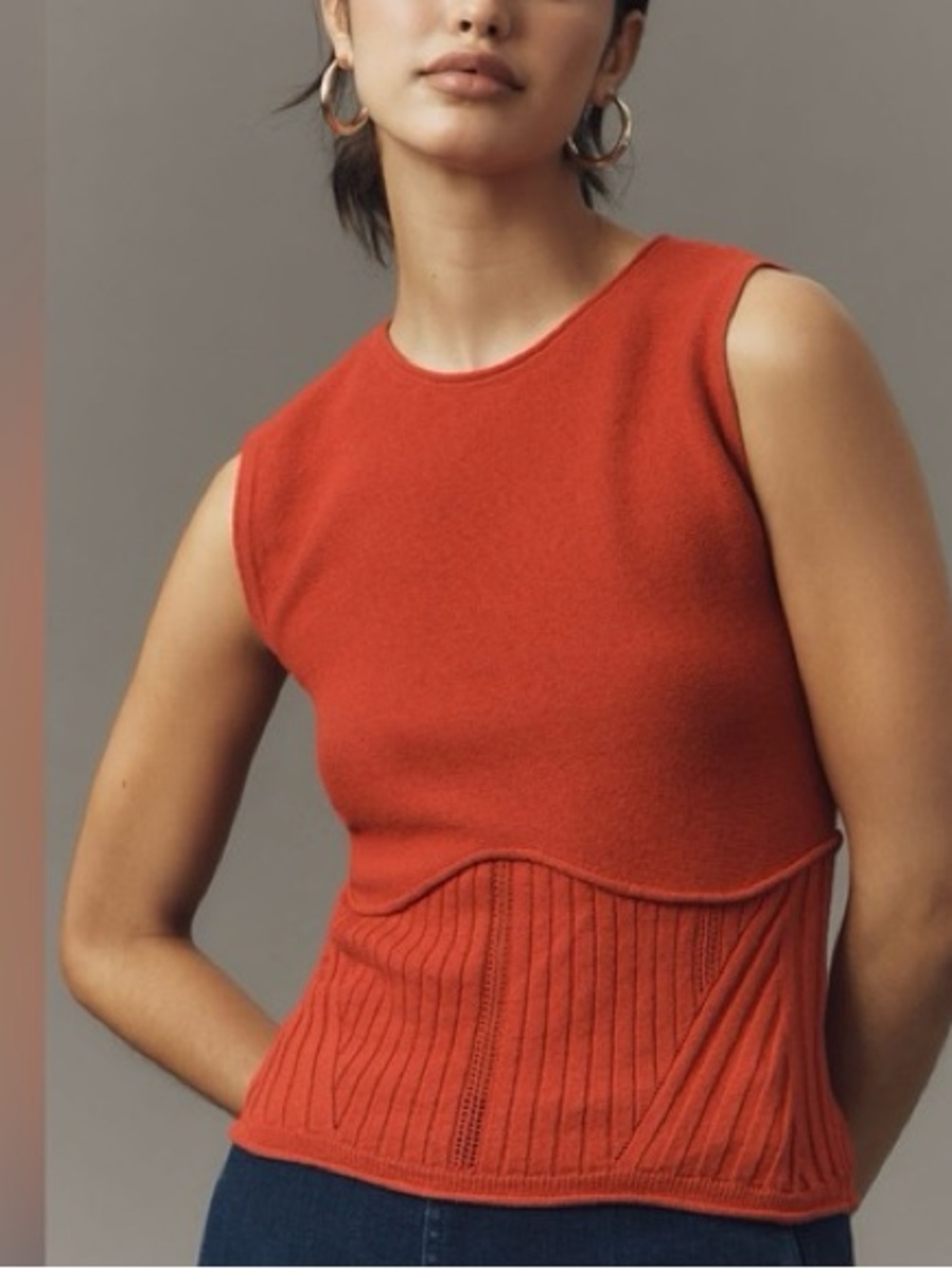 Anthropologie Maeve Red Knit Tank Top Size Medium